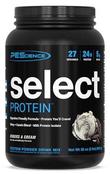 PEScience Select Low Carb Protein Powder, Cookies and Cream, 27 Serving, Whey and Casein Blend, Keto Friendly, Gluten Free, Best Tasting, Clean Isolate for Women and Men