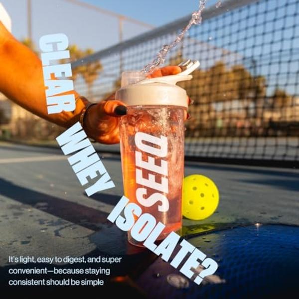SEEQ Clear Protein Powder - Blue Razz Freeze - 25 Servings - 22g Clear Whey Protein Isolate - Zero Sugar - 0g Lactose - Allergen Friendly - GLP1 Support - Bone Health - Muscle Post