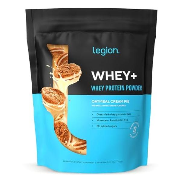 LEGION Whey+ Whey Isolate Protein Powder from Grass Fed Cows - Low Carb, Low Calorie, Non-GMO, Lactose Free, Gluten Free, Sugar Free, All Natural Whey Protein Isolate, 30 Servings 