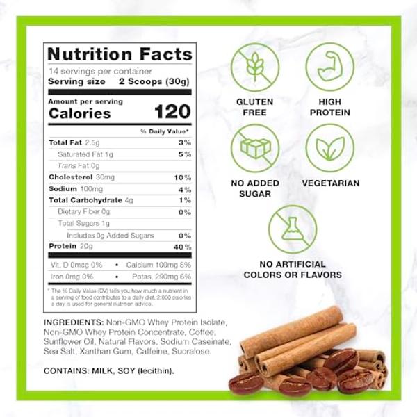 Chike Cinnamon High Protein Iced Coffee, 20 G Protein, 2 Shots Espresso, 1 G Sugar, Keto Friendly and Gluten Free, 14 Servings (14.8 Ounce)