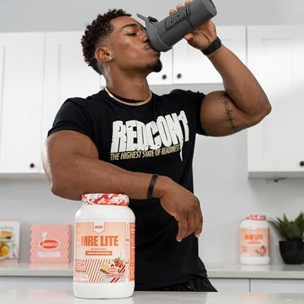 REDCON1 MRE Lite Whole Food Protein Powder, Juniors, Raspberry Swirl Cheesecake - Low Carb, Whey Free Meal Replacement with Animal Protein Blends - Easy to Digest Supplement with M