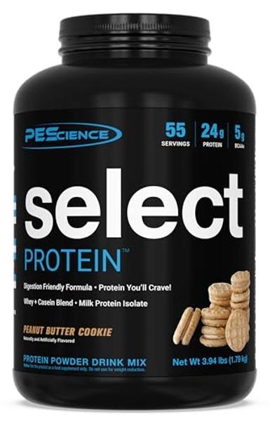 PEScience Select Low Carb Protein Powder, Peanut Butter Cookie, 55 Serving, Whey and Casein Blend, Keto Friendly, Gluten Free, Best Tasting, Clean Isolate for Women and Men