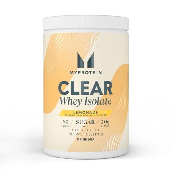 Myprotein Clear Whey Isolate Protein Powder, 1.9 Lb (35 Servings) Lemonade, 20g Protein per Serving, Naturally Flavored Drink Mix, Daily Drink for Superior Performance