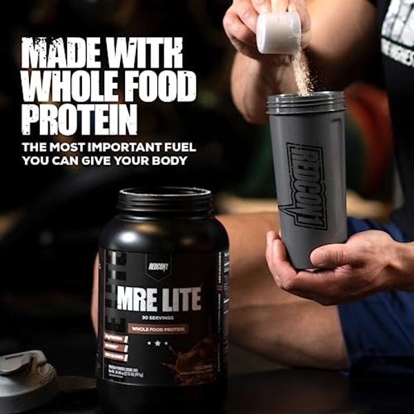 REDCON1 MRE Lite Whole Food Protein Powder, Vanilla Milkshake - Low Carb & Whey Free Meal Replacement with Animal Protein Blends - Easy to Digest Supplement Made with MCT Oils (30 