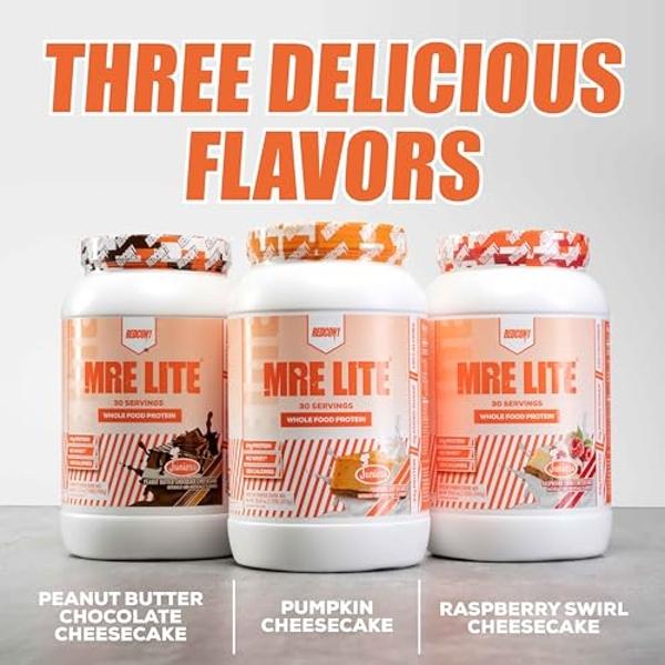 REDCON1 MRE Lite Whole Food Protein Powder, Juniors, Raspberry Swirl Cheesecake - Low Carb, Whey Free Meal Replacement with Animal Protein Blends - Easy to Digest Supplement with M
