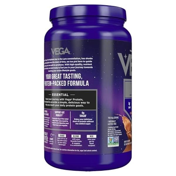 Vega Original Protein Powder, Creamy Chocolate Plant Based Protein Drink Mix for Water, Milk and Smoothies, 32.5 oz (Packaging May Vary)