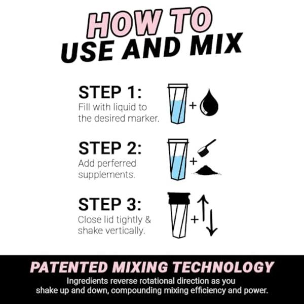 HELIMIX 1.5 Vortex Blender Shaker Bottle Holds Upto 20oz | No Blending Ball or Whisk | USA Made | Portable Pre Workout Whey Protein Drink Shaker Cup | Mixes Cocktails Smoothies Sha