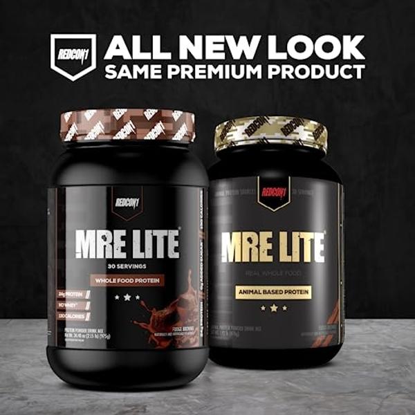REDCON1 MRE Lite Whole Food Protein Powder, Vanilla Milkshake - Low Carb & Whey Free Meal Replacement with Animal Protein Blends - Easy to Digest Supplement Made with MCT Oils (30 
