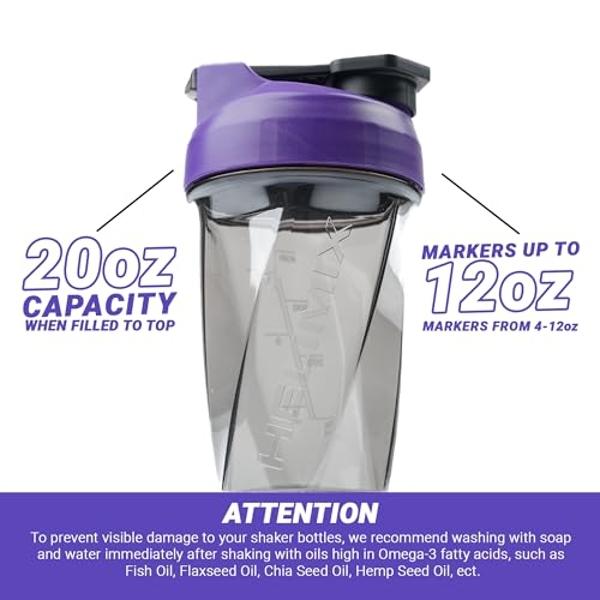 HELIMIX 1.5 Vortex Blender Shaker Bottle Holds Upto 20oz | No Blending Ball or Whisk | USA Made | Portable Pre Workout Whey Protein Drink Shaker Cup | Mixes Cocktails Smoothies Sha