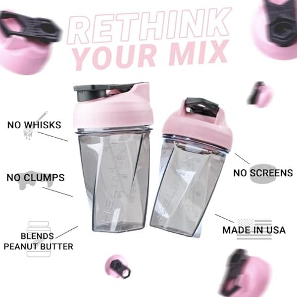 HELIMIX 1.5 Vortex Blender Shaker Bottle Holds Upto 20oz | No Blending Ball or Whisk | USA Made | Portable Pre Workout Whey Protein Drink Shaker Cup | Mixes Cocktails Smoothies Sha