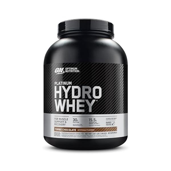 Optimum Nutrition Platinum Hydrowhey Protein Powder, 100% Hydrolyzed Whey Protein Isolate Powder, Flavor: Turbo Chocolate, 40 Servings, 3.61 Pounds (Packaging May Vary)