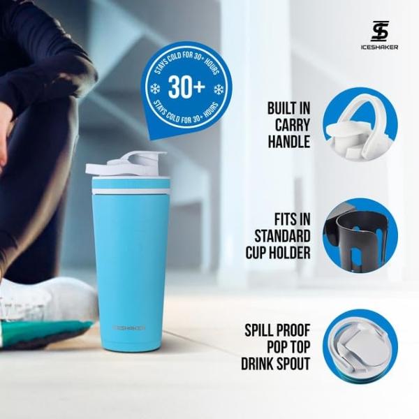 BlenderBottle SportMixer Shaker Bottle Perfect for Protein Shakes and Pre Workout, 28-Ounce, Rose