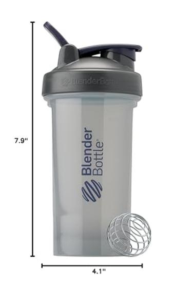 BlenderBottle Shaker Bottle Pro Series Perfect for Protein Shakes and Pre Workout, 24-Ounce, Full-Color Grey