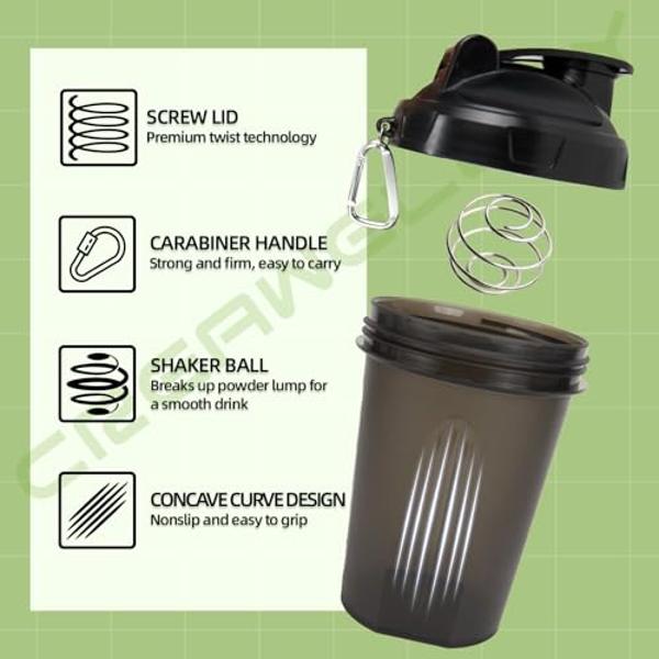 Tilcore Glass Protein Shaker Bottle for Protein Mixes and Shakes - 635ml 20oz, BPA-Free Shake Bottle, Leak-Proof Glass Shaker Blender - Mixer for Gym, Durable Shaker
