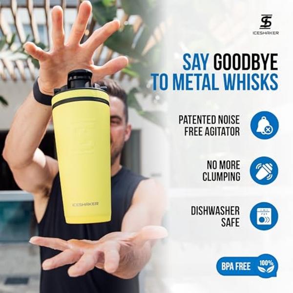 IS ICESHAKER Ice Shaker 26oz Protein Shaker Bottle, Stainless-Steel Water Bottle & Protein Shaker, Reusable & Insulated Shaker Bottle, As Seen on Shark Tank, Don't Tread On Me…