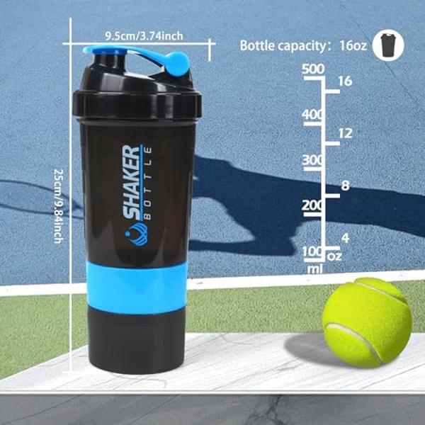 BlenderBottle Shaker Bottle with Pill Organizer and Storage for Protein Powder ProStak System, 22-Ounce, Pebble Grey