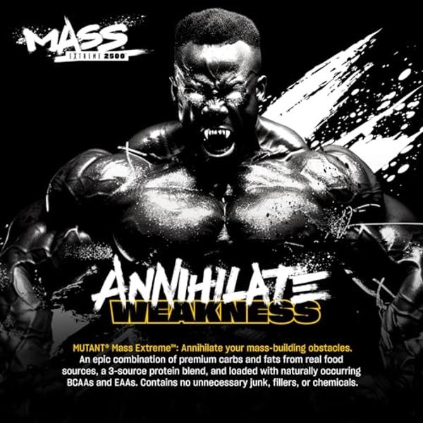 Mutant Mass Extreme Gainer – Whey Protein Powder – Build Muscle Size and Strength – High Density Clean Calories (Cookies and Cream, 6 lbs)
