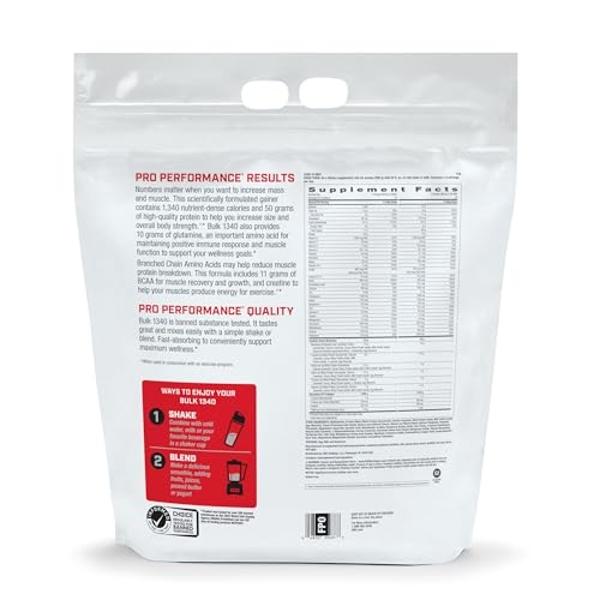 GNC Pro Performance Bulk 1340 Mass Gainer Protein Powder, 50g, Gluten Free, Whey, Creatine, BCAA, 3rd Party Tested, Muscle Recovery & Growth, Micronutrients, Double Chocolate, 15 S