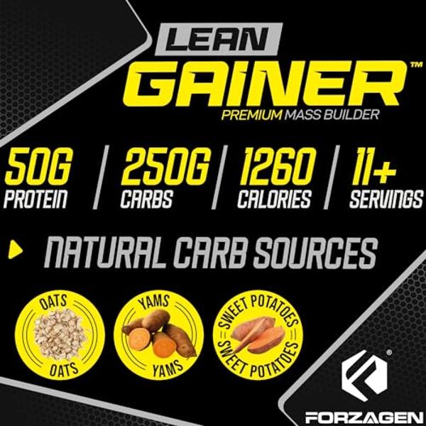 Forzagen Lean Gainer Premium Mass Builder | Mass Gainer Protein Powder for Men & Women | High Calorie Protein, Weight Gain, Bulk, Muscle Building Supplement | Dutch Chocolate, 8 lb
