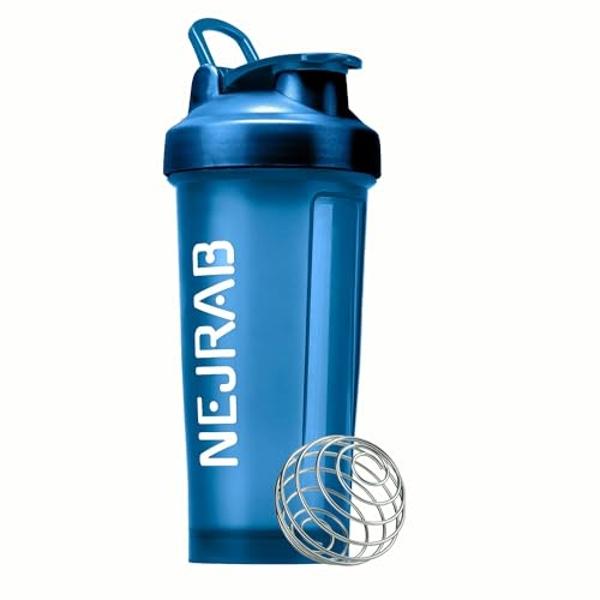 NEJRAB Protein Shaker Bottle - Sports Blender Bottles for Protein Mixes and Shakes - 28 Oz, Leak-Proof, shaker cups for protein shakes - Gym, Fitness, Pre-workout (Blue), NJB 28-Oz