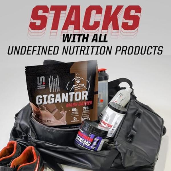 Undefined Nutrition Gigantor Mass Gainer by Brian Shaw (60g Protein, 30 Servings, up to 790 Quality Calories) – Hardcore Hard Gainer Formula with 5- Phase Protein Blend (5.16 lbs, 