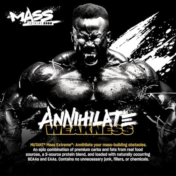 Mutant Mass Extreme Gainer – Whey Protein Powder – Build Muscle Size and Strength – High Density Clean Calories (Triple Chocolate, 6 lbs)