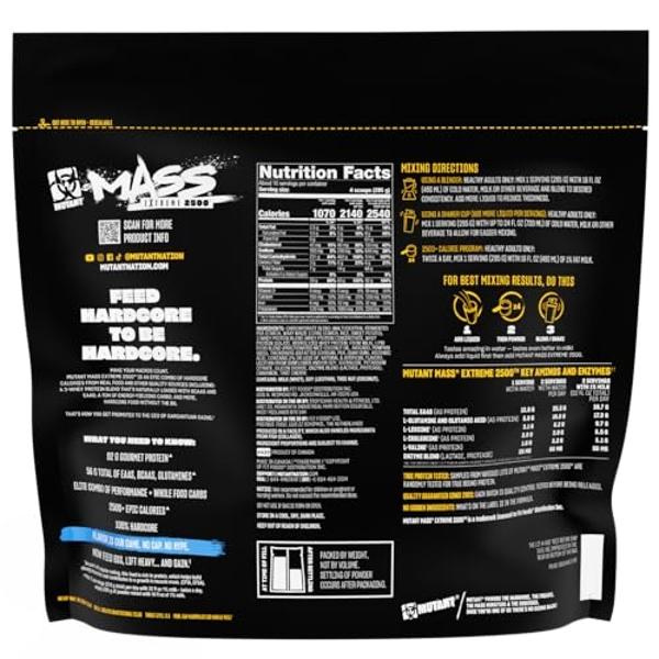 Mutant Mass Extreme Gainer – Whey Protein Powder – Build Muscle Size and Strength – High Density Clean Calories (Vanilla Ice Cream, 6 lbs)