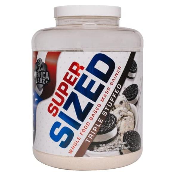 'Merica Labz Super Sized Whole Food Based Mass Gainer with 46g of Protein, Includes Digestive Enyzmes for Easy Digestion, 5 lbs (Triple Stuffed)