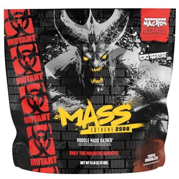 Mutant Mass Extreme Gainer – Whey Protein Powder – Build Muscle Size and Strength – High Density Clean Calories (Triple Chocolate, 6 lbs)