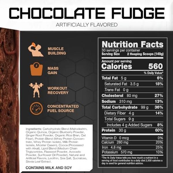 RIVAL NUTRITION Clean Gainer- Chocolate Fudge, 10lbs.