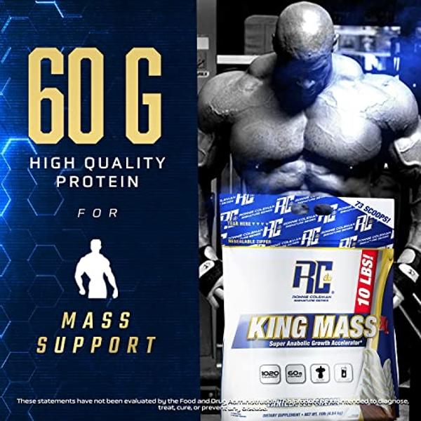 Ronnie Coleman Signature Series King Mass XL Mass Gainer Protein Powder, Muscle Gainer, 60g Protein, 180g Carbohydrates, 1,000+ Calories, Creatine and Glutamine, Vanilla Ice Cream,