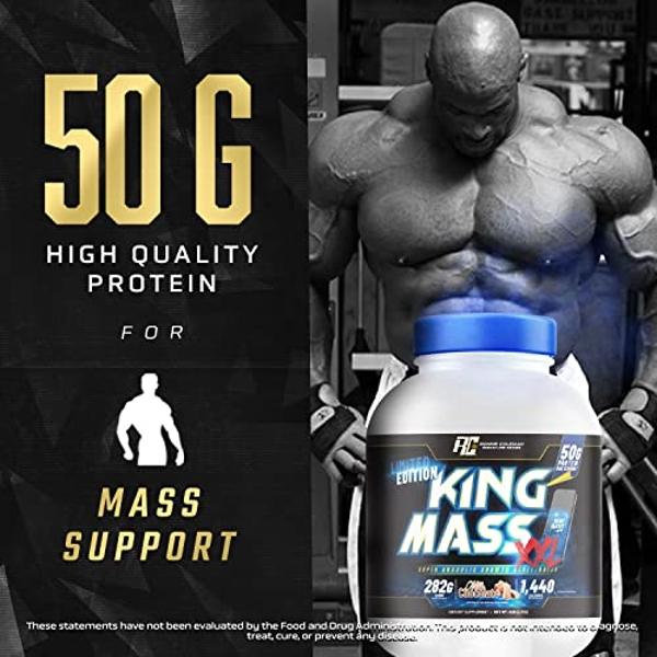 Ronnie Coleman Signature Series King Mass XXL Mass Gainer Protein Powder, Muscle Gainer, 50g Protein, 285g Carbohydrates, 1,400+ Calories, Creatine and Glutamine, 6lb (Vanilla (6 P