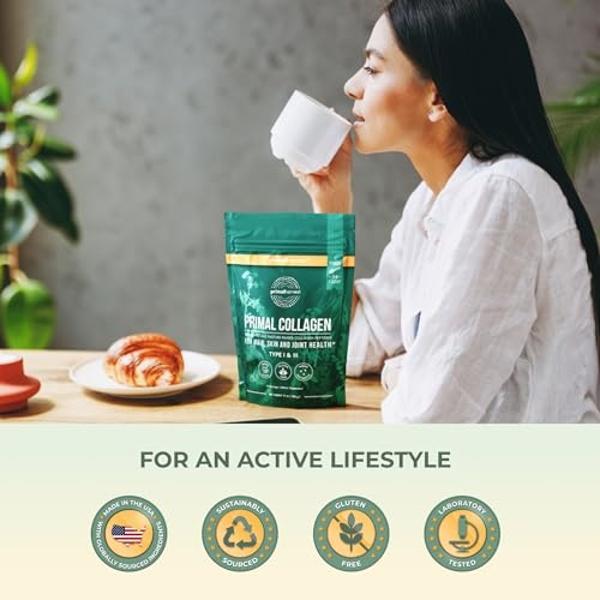 Primal Harvest Collagen Powder for Women or Men Primal Collagen Peptides Powder Type I & III, 10 Oz Collagen Protein Powder for Hair, Skin, Nails (Two Pack, Unflavored)