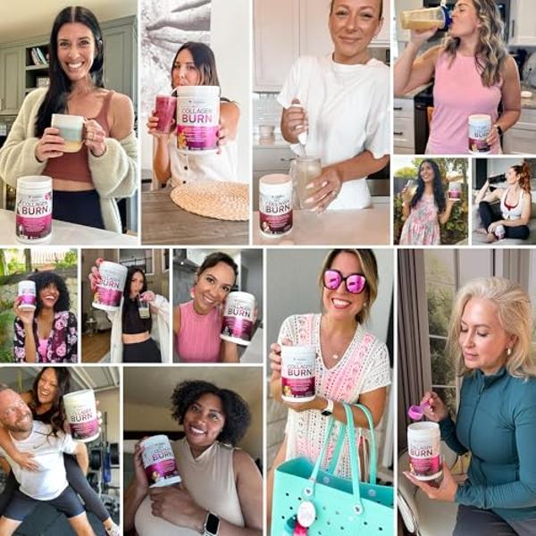 Multi Collagen Burn: MultiType Hydrolyzed Protein Peptides with Hyaluronic Acid, Vitamin C, SOD B Dimpless, Types I, II, III, V and X, with Caffeine 30 Servings Tropical Punch Flav