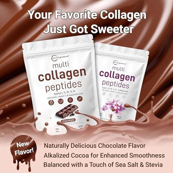 Multi Collagen Protein Powder, 2lbs – Hydrolyzed Collagen Peptides | Type I,II,III,V,X with Biotin 10000mcg, Hyaluronic Acid, Vitamin C – Unflavored – Keto & Paleo Friendly, Easy D