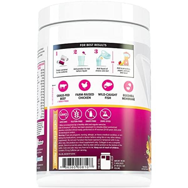 Multi Collagen Burn: MultiType Hydrolyzed Protein Peptides with Hyaluronic Acid, Vitamin C, SOD B Dimpless, Types I, II, III, V and X, with Caffeine 30 Servings Tropical Punch Flav