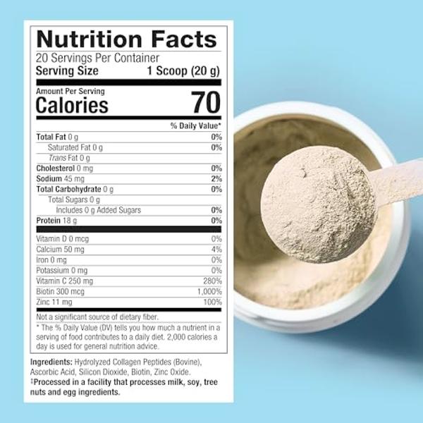 Purely Inspired Collagen Powder, Unflavored (20 Servings) - 20g Collagen Peptides Protein Powder for Women & Men - Grass-Fed & Pasture Raised - Gluten-Free, Paleo & Keto-Friendly C
