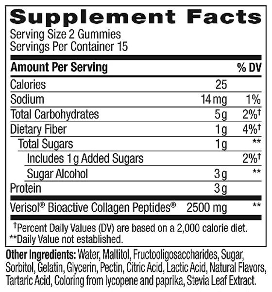 OLLY Collagen Gummy Rings, Supports Skin Elasticity and Firmness, 2.5g Collagen, Clinically-Tested, Peach, 15 Day Supply - 30 Count