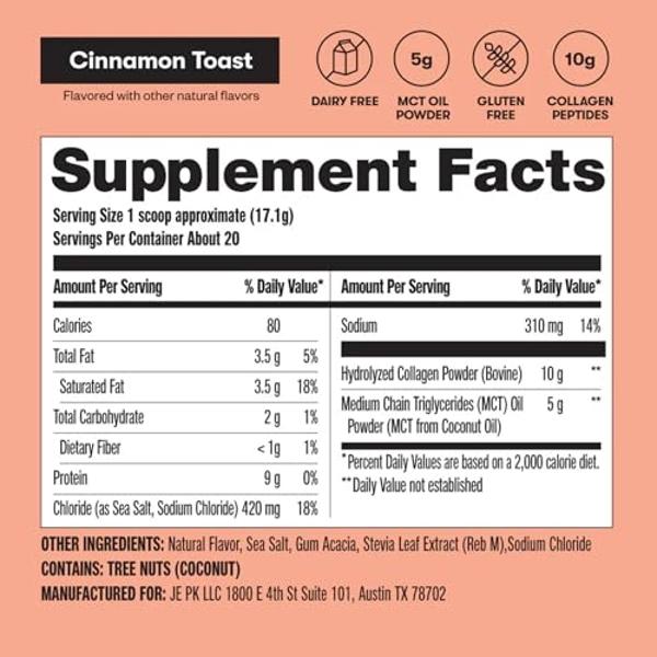Perfect Keto Collagen Peptides Protein Powder with MCT Oil, Hydrolyzed Collagen, Type I & III Supplement, Gluten Free Grass Fed, Low Carb, Keto Coffee Creamer, Collagen for Women &