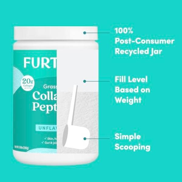 Further Food Unflavored Collagen Peptides Powder, Grass-Fed Pasture-Raised Hydrolyzed Type 1 & 3 Protein, Gut Health + Joint, Hair, Skin, Nails, Paleo Keto Sugar-Free 9.88 oz