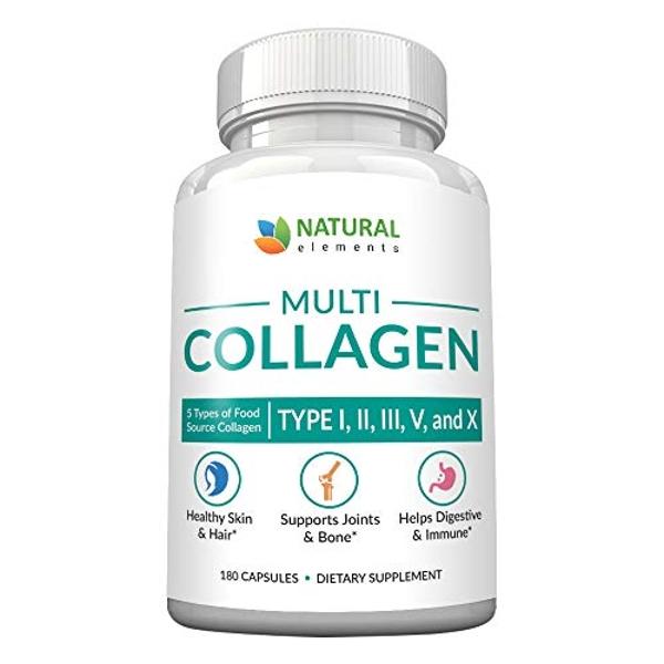 Multi Collagen Hydrolyzed Protein Powder (16oz) - Types I, II, III, V & X - Grass Fed Bovine (Peptan®), Wild Caught Marine, Free Roaming Chicken & Eggshell Collagen Peptides, Non-G