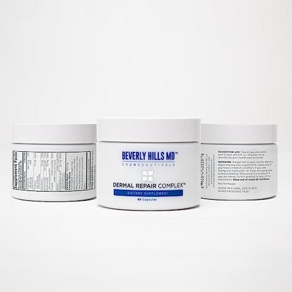 Beverly Hills MD Dermal Repair Anti-Aging Supplement - Hyaluronic Acid, Collagen, Vitamins for Smooth, Plump Skin