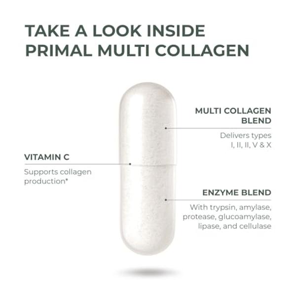 Primal Harvest 2 Pack, Multi Collagen Pills for Women and Men (Type I, II, III, V, X) Collagen Supplements for Women and Men, 120 Capsules w/Vitamin C for Hair, Skin, Nails Collage