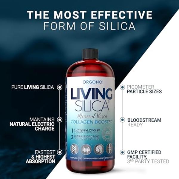 Orgono Living Silica Collagen Booster | Vegan Mineral-Based Silica Supplement | Supports Healthy Collagen & Elastin Production for Joint & Bone Support, Glowing Skin, Strong Hair &