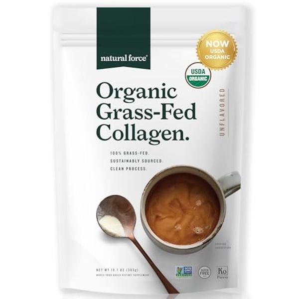Natural Force Organic Clean Collagen Peptides Powder - USDA Certified Organic & Non-GMO, Keto & Paleo Certified - Hydrolyzed Type I & III Protein Powder with Essential Amino Acids 
