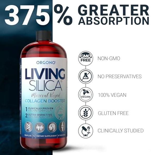 Orgono Living Silica Collagen Booster | Vegan Mineral-Based Silica Supplement | Supports Healthy Collagen & Elastin Production for Joint & Bone Support, Glowing Skin, Strong Hair &