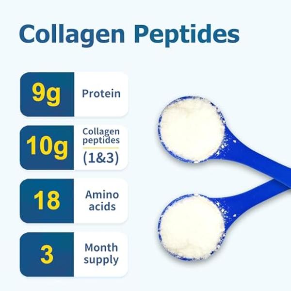 Zammex Collagen Peptides Powder, 90 Servings, Unflavored Instant Powdered, Pure Hydrolyzed Collagen Protein Powder (Type I, III) 100% Grass Fed, Paleo & Keto, Non-GMO, for Skin Hai