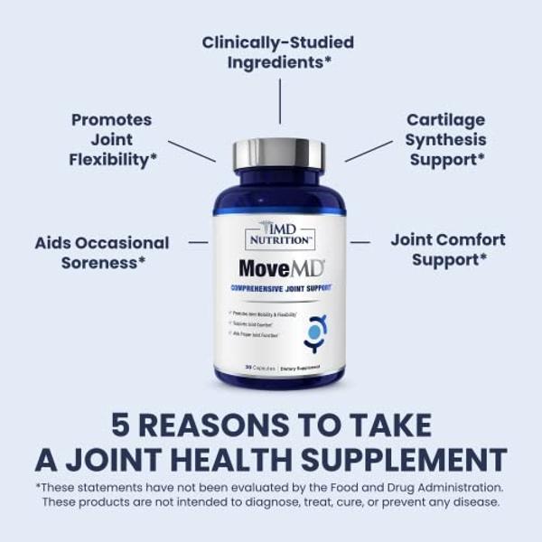 1MD Nutrition MoveMD - Joint Health Supplement - Doctor Formulated | with Collagen, Astaxanthin, and More | 60 Capsules (2-Pack)