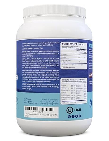 Zen Principle Marine Collagen Peptides Powder 3 lb. Wild-Caught Fish, Non-GMO. Supports Healthy Skin, Hair, Joints, and Bones. Hydrolyzed Type 1 & 3 Protein. Amino Acids, Unflavore
