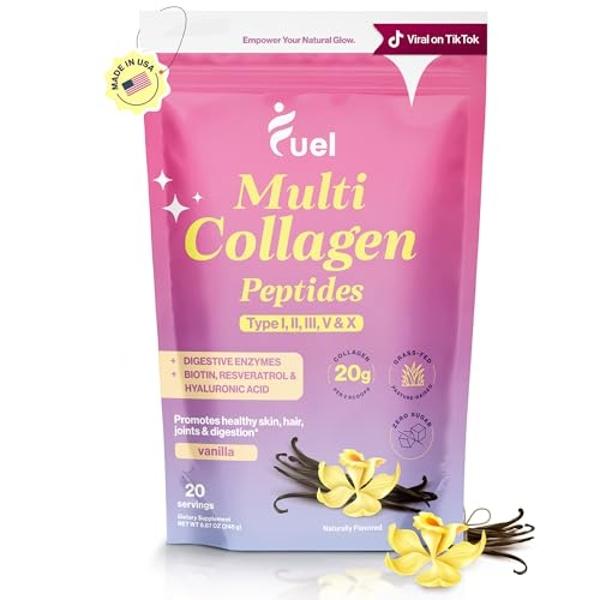 Fuel Beauty Blend Premium Multi Collagen Protein Powder – 11-in-1 Collagen Formula for Women with Resveratrol Extract, Hyaluronic Acid, Biotin Beauty Supplements Hair, Skin & Nails